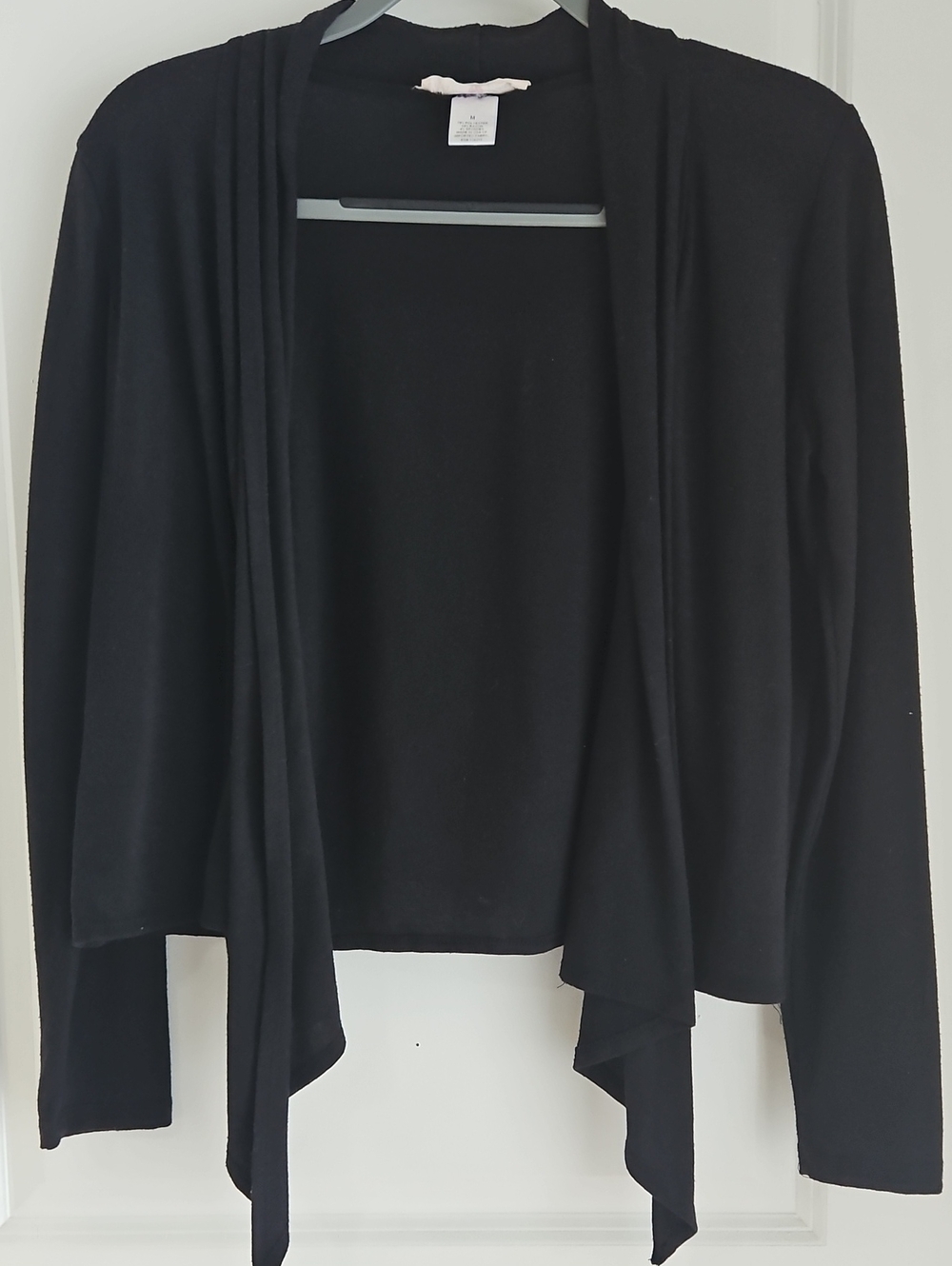 Derek Heart Black Open-Front Draped Cardigan